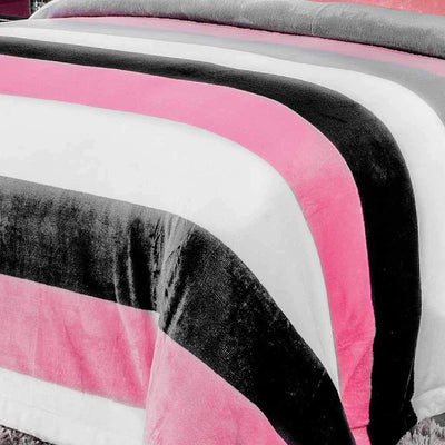 Cobertor Flannel  rosa y gris Olimpica
